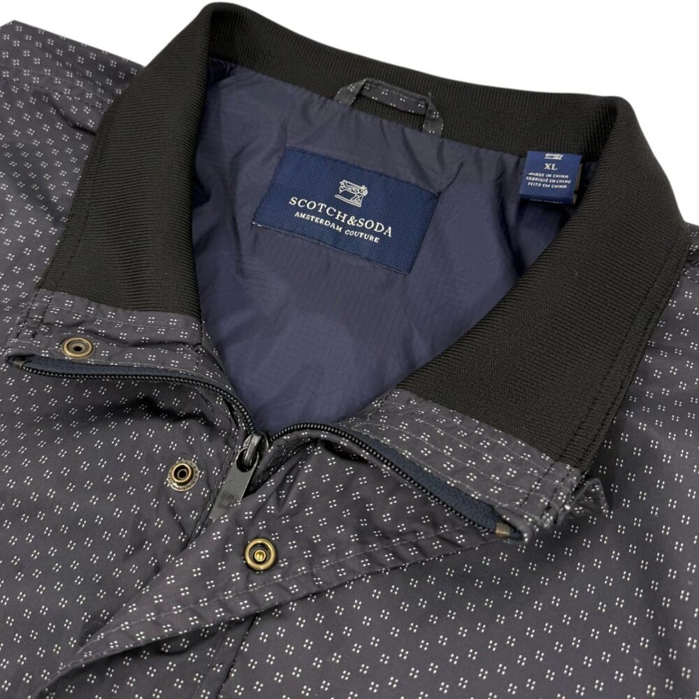 Scotch & Soda Men's Geometric Micro Dot Tokyo Cult Bomber Jacket Graphite XL